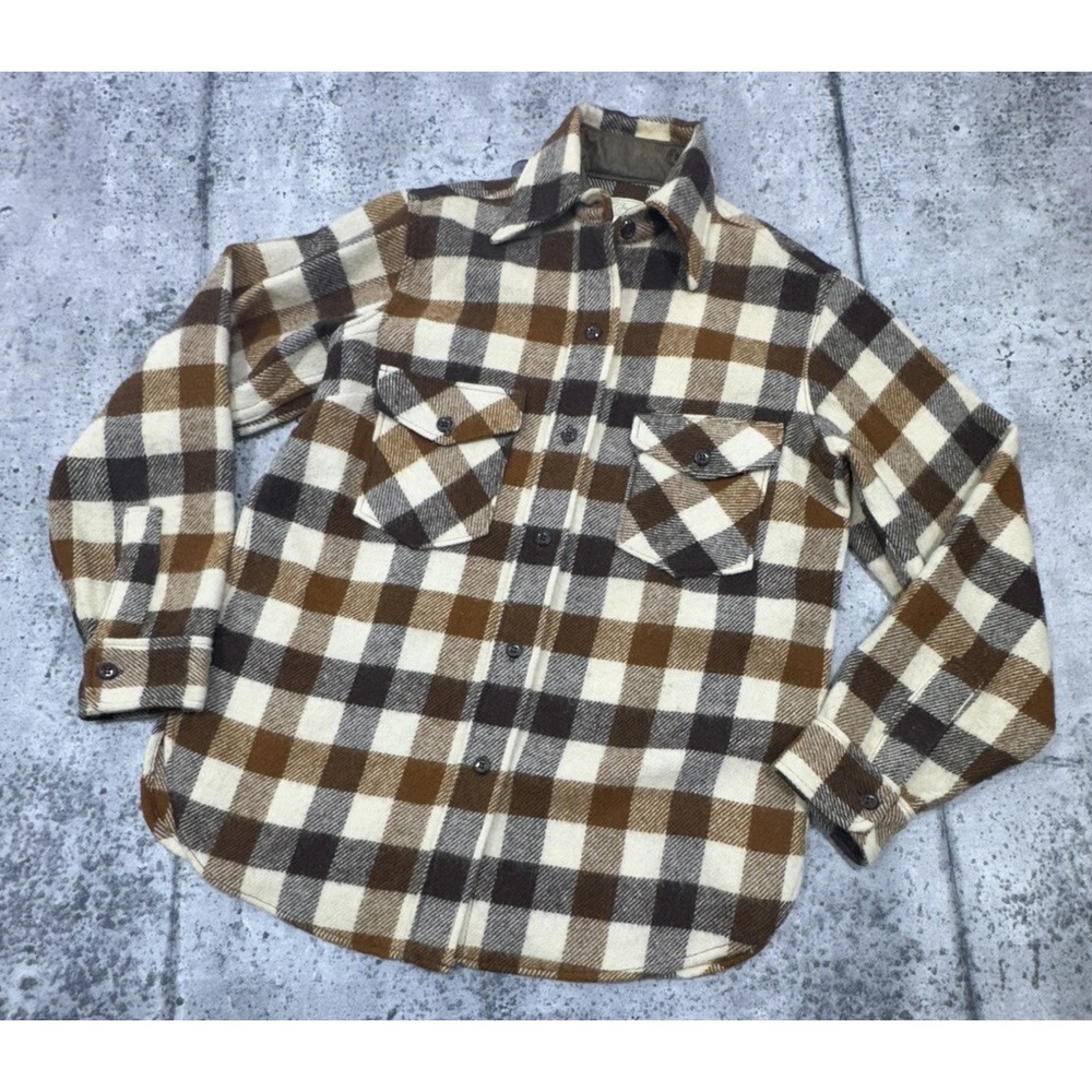 Vintage 50s 60s‎ L.L. Bean women's plaid button front wool hunting shirt 14
